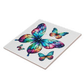 Regenboog Glas in lood Vlinders Verlicht Tegeltje (Zijkant)