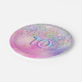 Regenboog Glitter 10e Verjaardagsfeestje Papieren Bordje (Gekanteld)