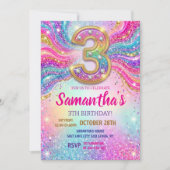 Regenboog Glitter 3de Verjaardagsfeestje Kaart (Voorkant)