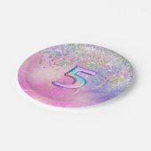 Regenboog Glitter 5e Verjaardagsfeestje Papieren Bordje (Gekanteld)