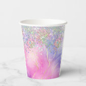 Regenboog Glitter 6e Verjaardagsfeestje Papieren Bekers (Achterkant)