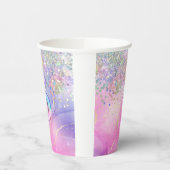 Regenboog Glitter 6e Verjaardagsfeestje Papieren Bekers (Links)