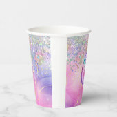 Regenboog Glitter 6e Verjaardagsfeestje Papieren Bekers (Rechts)