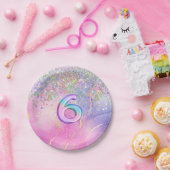 Regenboog Glitter 6e Verjaardagsfeestje Papieren Bordje (Feest)