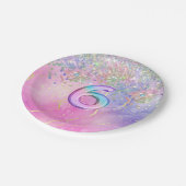 Regenboog Glitter 6e Verjaardagsfeestje Papieren Bordje (Gekanteld)