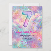Regenboog Glitter 7e Verjaardagsfeestje Kaart (Voorkant)