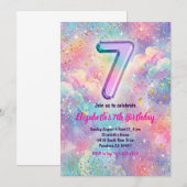 Regenboog Glitter 7e Verjaardagsfeestje Kaart (Voorkant / Achterkant)