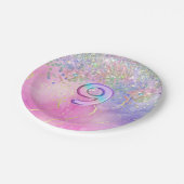 Regenboog Glitter 9e Verjaardagsfeestje Papieren Bordje (Gekanteld)