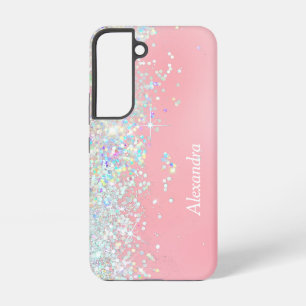 Regenboog Glitter Confetti Ster Roze Samsung Galaxy Hoesje