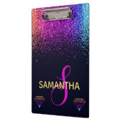 Regenboog Glitter & Diamanten Monogram Klembord (Links)