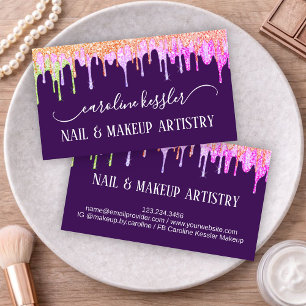 Regenboog Glitter Drip Beauty Make-up & Nagelstyli Visitekaartje