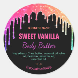 Regenboog Glitter Drips Body Butter Labels