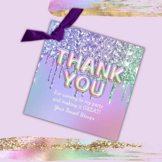 Regenboog Glitter Drips Meisje Verjaardagsfeestje Bedankjes Labels