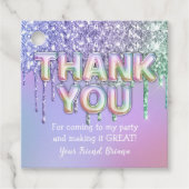 Regenboog Glitter Drips Meisje Verjaardagsfeestje Bedankjes Labels (Voorkant)