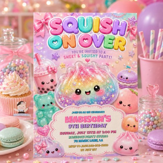 Regenboog Glitter Dumpling Squishies Verjaardagsfe Kaart