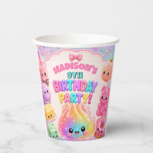 Regenboog Glitter Dumpling Squishies Verjaardagsfe Papieren Bekers