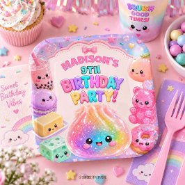 Regenboog Glitter Dumpling Squishies Verjaardagsfe Papieren Bordje