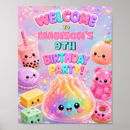 Regenboog Glitter Dumpling Squishies Verjaardagsfe Poster