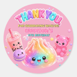Regenboog Glitter Dumpling Squishies Verjaardagsfe Ronde Sticker