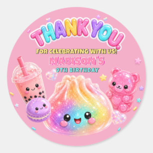 Regenboog Glitter Dumpling Squishies Verjaardagsfe Ronde Sticker