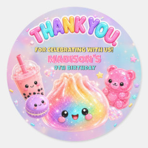 Regenboog Glitter Dumpling Squishies Verjaardagsfe Ronde Sticker