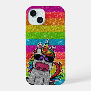 Regenboog Glitter Eenhoorn Glanzend Goud Glitters  iPhone 15 Case