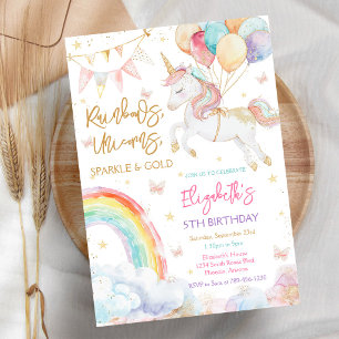 Regenboog Glitter Eenhoorn Verjaardagsuitnodiging Kaart