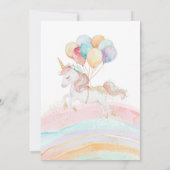 Regenboog Glitter Eenhoorn Verjaardagsuitnodiging Kaart (Achterkant)
