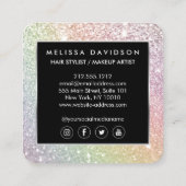 Regenboog Glitter en Glamour Beauty Vierkante Visitekaartje (Achterkant)