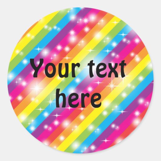 Regenboog Glitter Favor Sticker met Strepen (Voorkant)