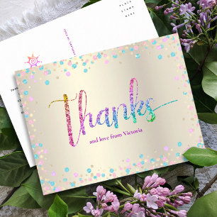 Regenboog Glitter Goud Sweet 16 Verjaardag Bedankt Briefkaart