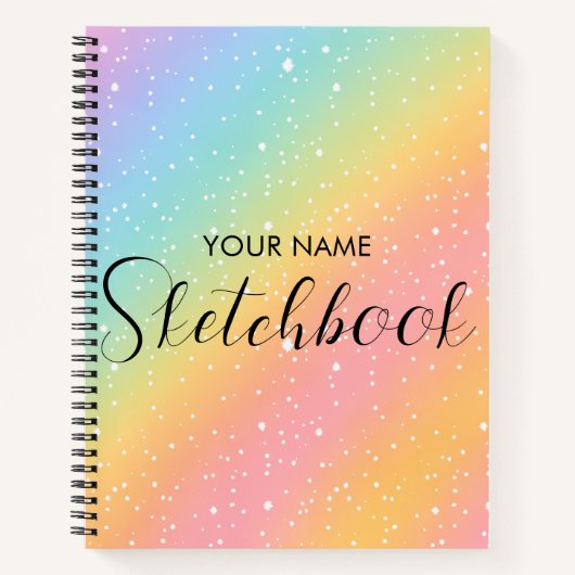 Regenboog Glitter Gradiënt Kinderen Schetsboek Notitieboek (Voorkant)