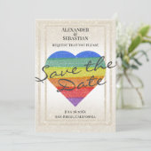 Regenboog Glitter Hart Bewaar de Datum Aangepaste  Kaart (Staand voorkant)