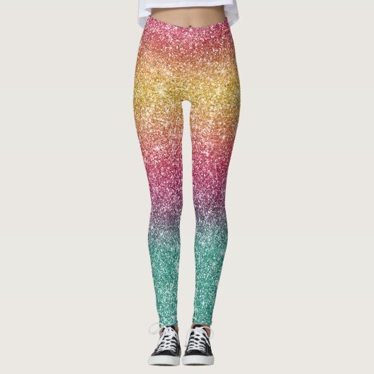 Regenboog Glitter Leggings (Voorkant)