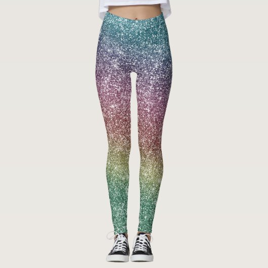 Regenboog Glitter Leggings (Voorkant)