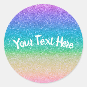 Regenboog Glitter Look Verjaardagsfeest Afstuderen Ronde Sticker