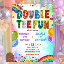 Regenboog Glitter Lovertje Sibling Verjaardagsuitn