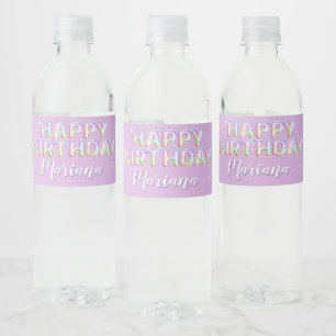 Regenboog Glitter Meisje Verjaardagsfeestje Waterfles Etiket