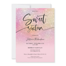 Regenboog glitter ombre girly roze Sweet 16