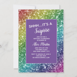 Regenboog Glitter Paarse VerrassingsVerjaardagsfee Kaart