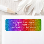 Regenboog Glitter Retouradres Labels (Insitu)