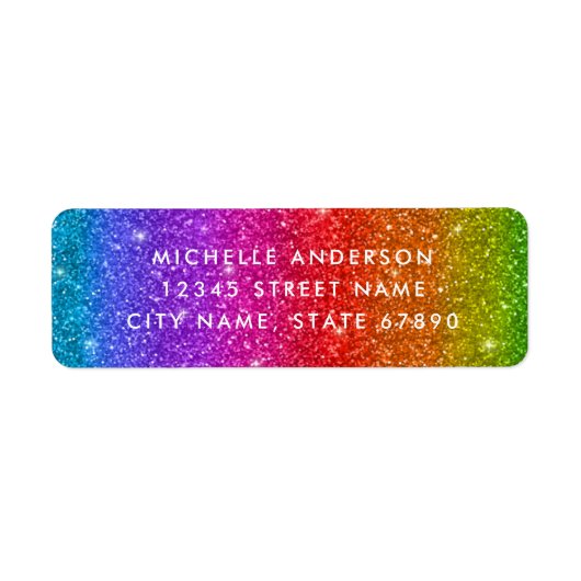 Regenboog Glitter Retouradres Labels (Voorkant)