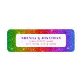 Regenboog Glitter Retouradres Labels (Voorkant)