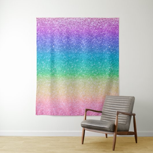 Regenboog Glitter Schitter Verjaardagsfeest Achter Wandkleed (In situ)