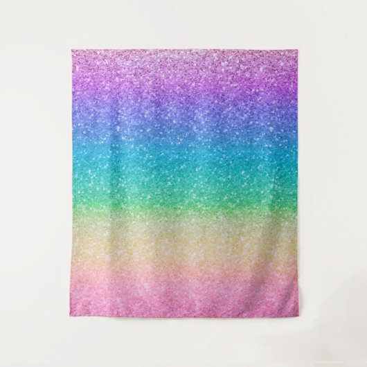 Regenboog Glitter Schitter Verjaardagsfeest Achter Wandkleed (Voorkant)