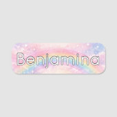 Regenboog Glitter Sparkle Cloud School Naamplaatje (Voorkant)