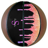 Regenboog Glitter Sparkle Drips Monogram voor Meis Basketbal (Verticaal)