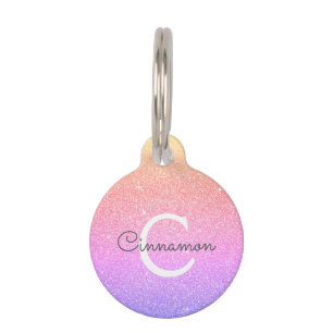 Regenboog Glitter & Sparkle Monogram Naam Huisdierpenning