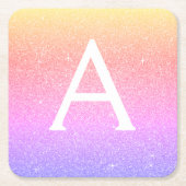 Regenboog Glitter & Sparkle Monogram Verjaardag Kartonnen Onderzetters (Voorkant)