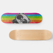 Regenboog Glitter Sparkly Black White Panda Sparkl Persoonlijk Skateboard (Horizontaal)